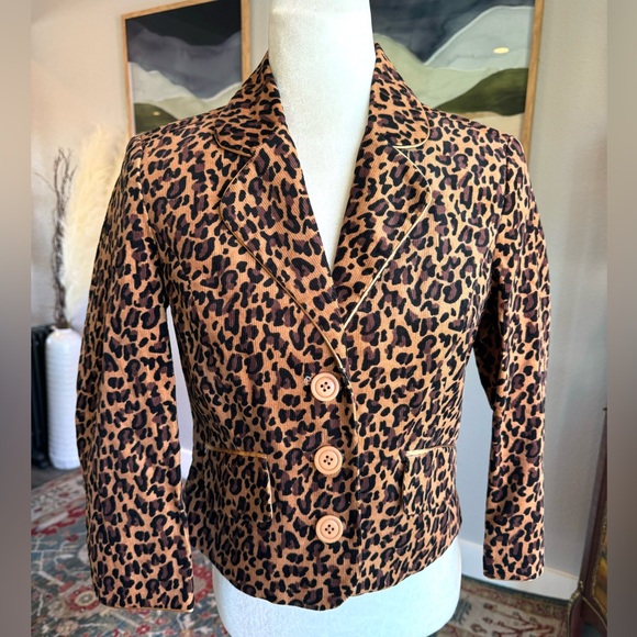 MetroStyle Corduroy Leopard Blazer - Picture 2 of 7